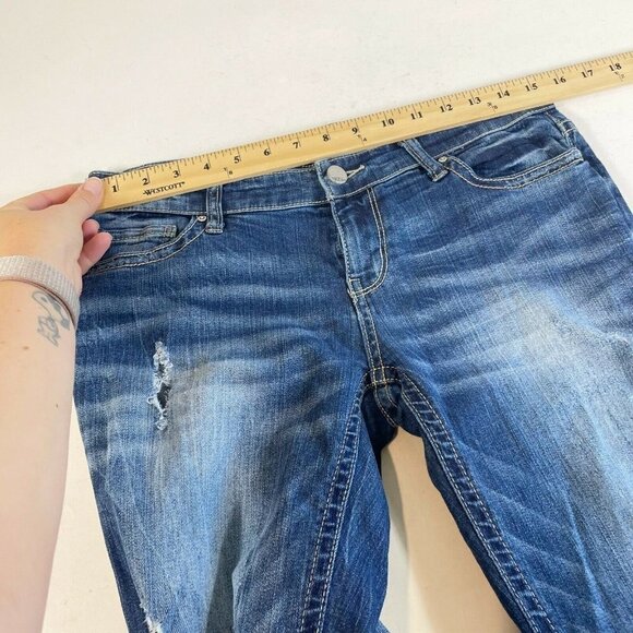 BKE Womens Stella Skinny Distressed Jeans Blue Size 27R Low Rise Y2K ABK2511 - Picture 9 of 11
